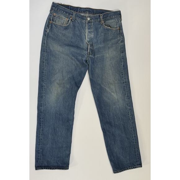VTG Levi’s 501xx Button Fly Jean W38 L34 Distressed Denim Straight Leg Y2K 2000s - Picture 7 of 14